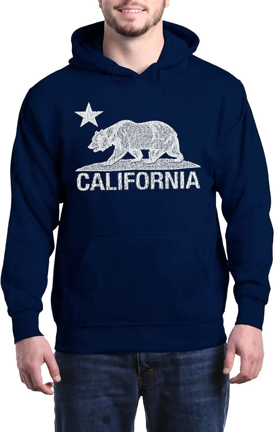 shop4ever California Distressed White Bear Hoodies Cali Sweatshirts