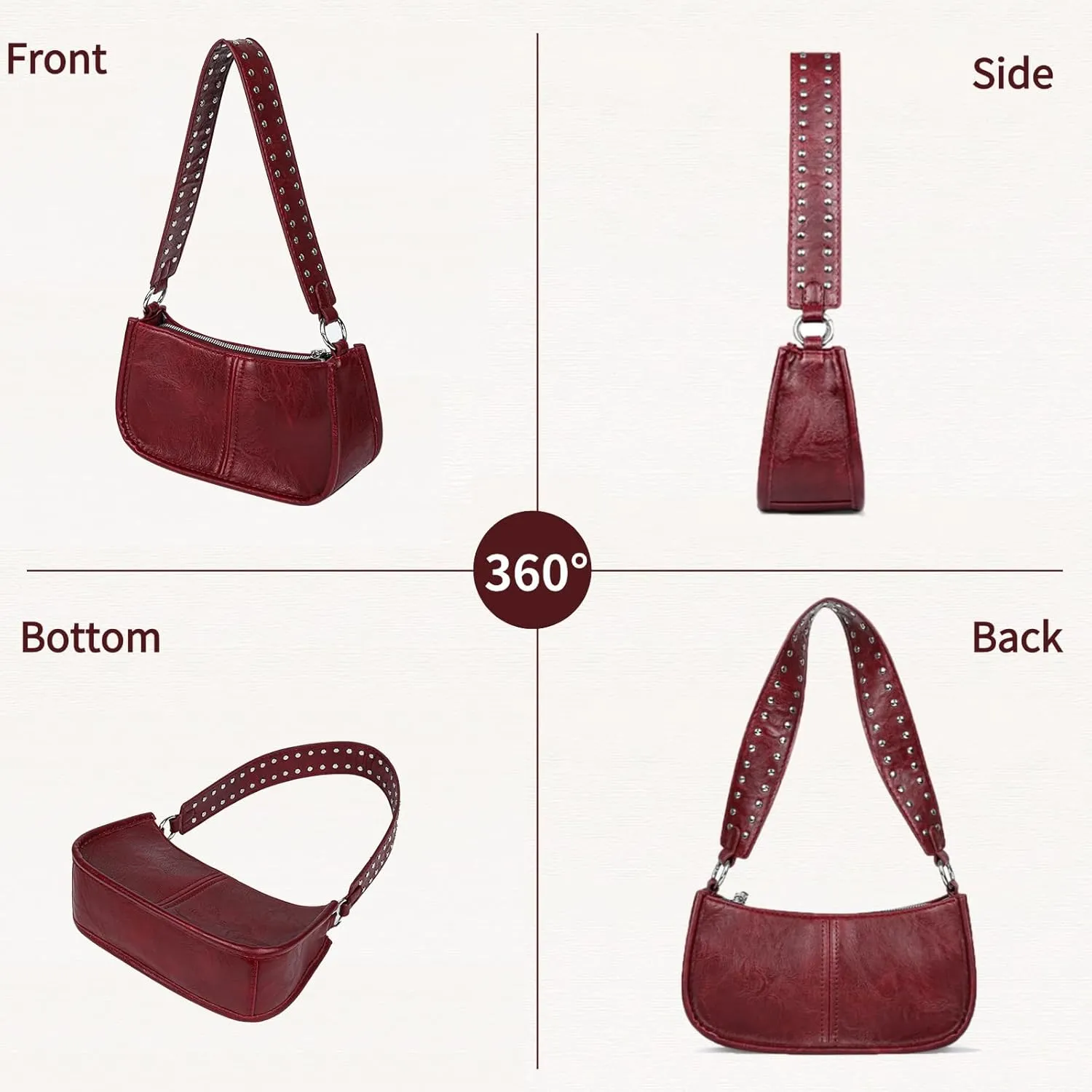 Shoulder Bag for Women Cute Trendy Purse 90s Y2k Bag Vegan Leather Handbags Crossbody Bag with 2 Removable Strap