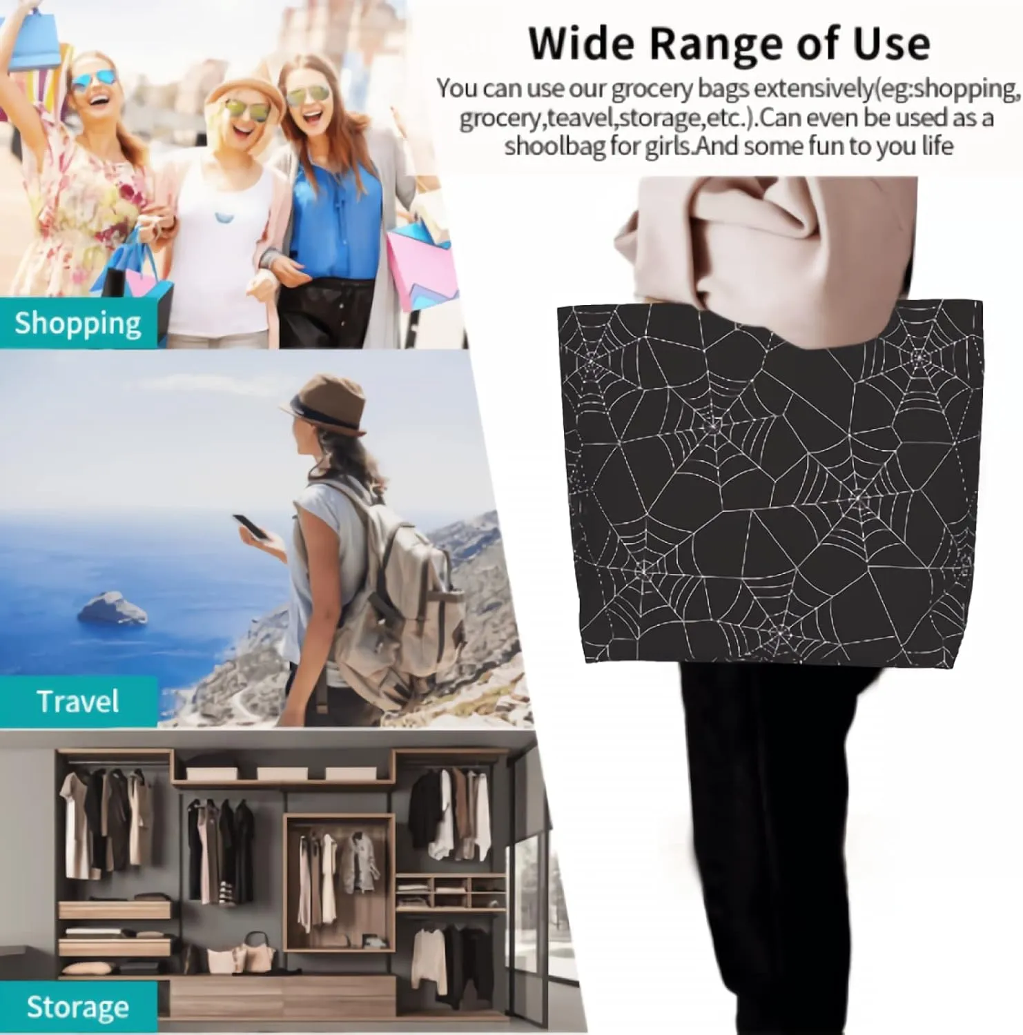 Shoulder Bag Large Reusable Eco-friendly Shopping Bags Portable Storage Handbag