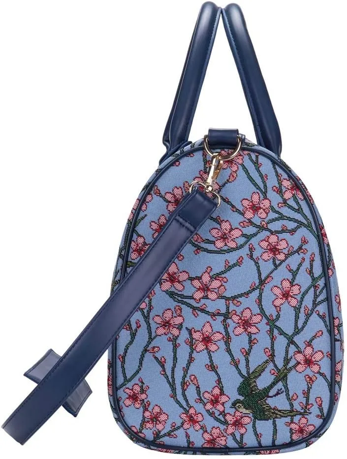 Signare Tapestry Duffle Bag Overnight Bags Weekend Bag for Women with Blossom and Swallow Design (TRAV-BLOS)