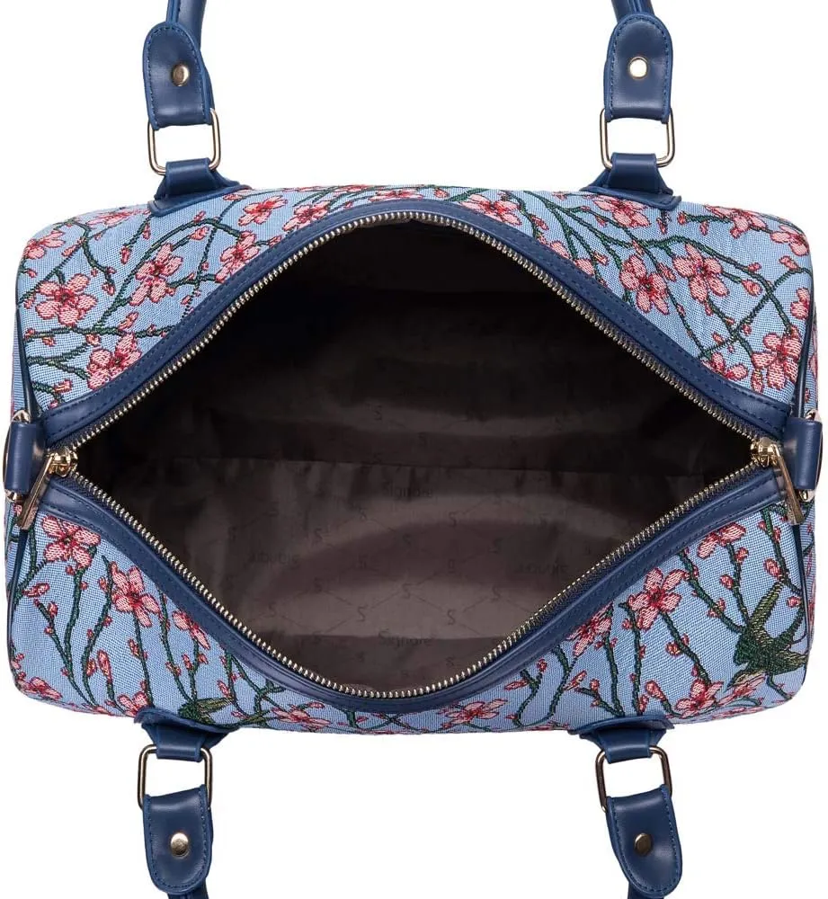 Signare Tapestry Duffle Bag Overnight Bags Weekend Bag for Women with Blossom and Swallow Design (TRAV-BLOS)