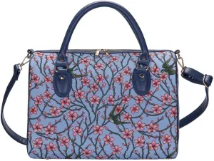 Signare Tapestry Duffle Bag Overnight Bags Weekend Bag for Women with Blossom and Swallow Design (TRAV-BLOS)