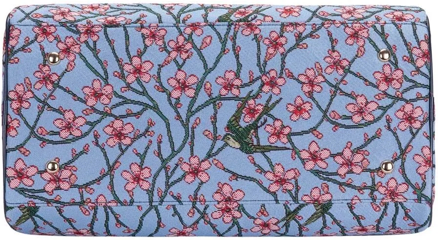 Signare Tapestry Duffle Bag Overnight Bags Weekend Bag for Women with Blossom and Swallow Design (TRAV-BLOS)