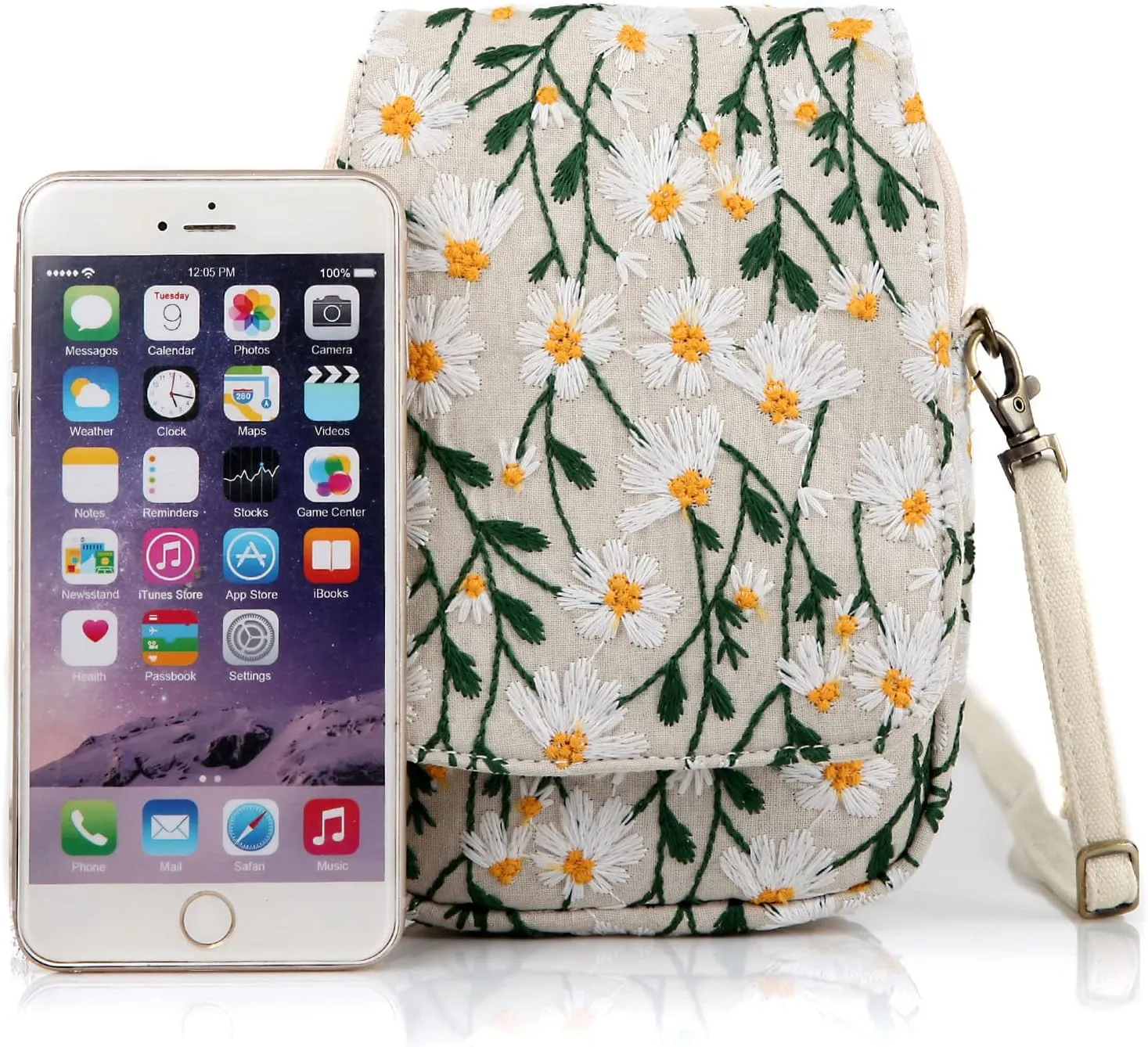 SILKAREA Embroidered Cute Mini Crossbody Bag for Women Small Handbags Wristlet Wallet Bag Cell-phone Pouch Coin Purse