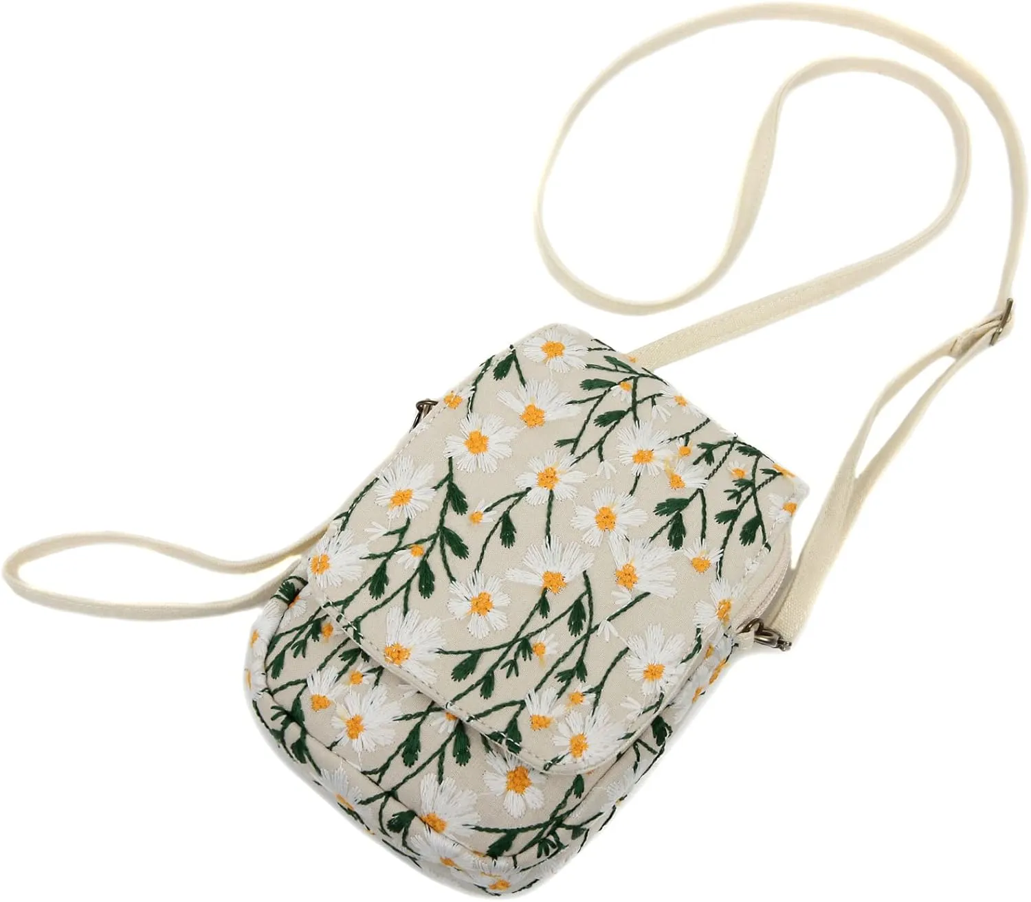 SILKAREA Embroidered Cute Mini Crossbody Bag for Women Small Handbags Wristlet Wallet Bag Cell-phone Pouch Coin Purse