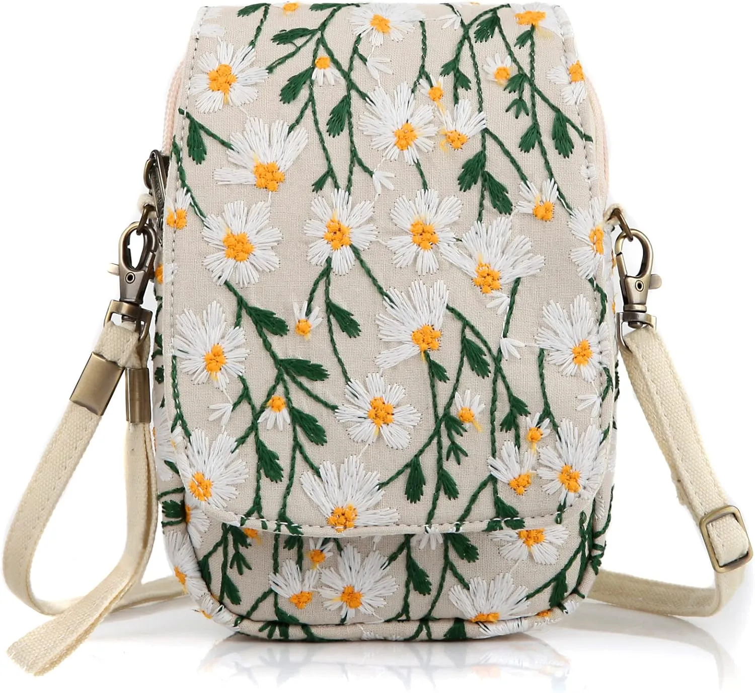 SILKAREA Embroidered Cute Mini Crossbody Bag for Women Small Handbags Wristlet Wallet Bag Cell-phone Pouch Coin Purse