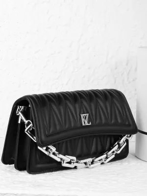 Silver Chain Textured Sling Bag