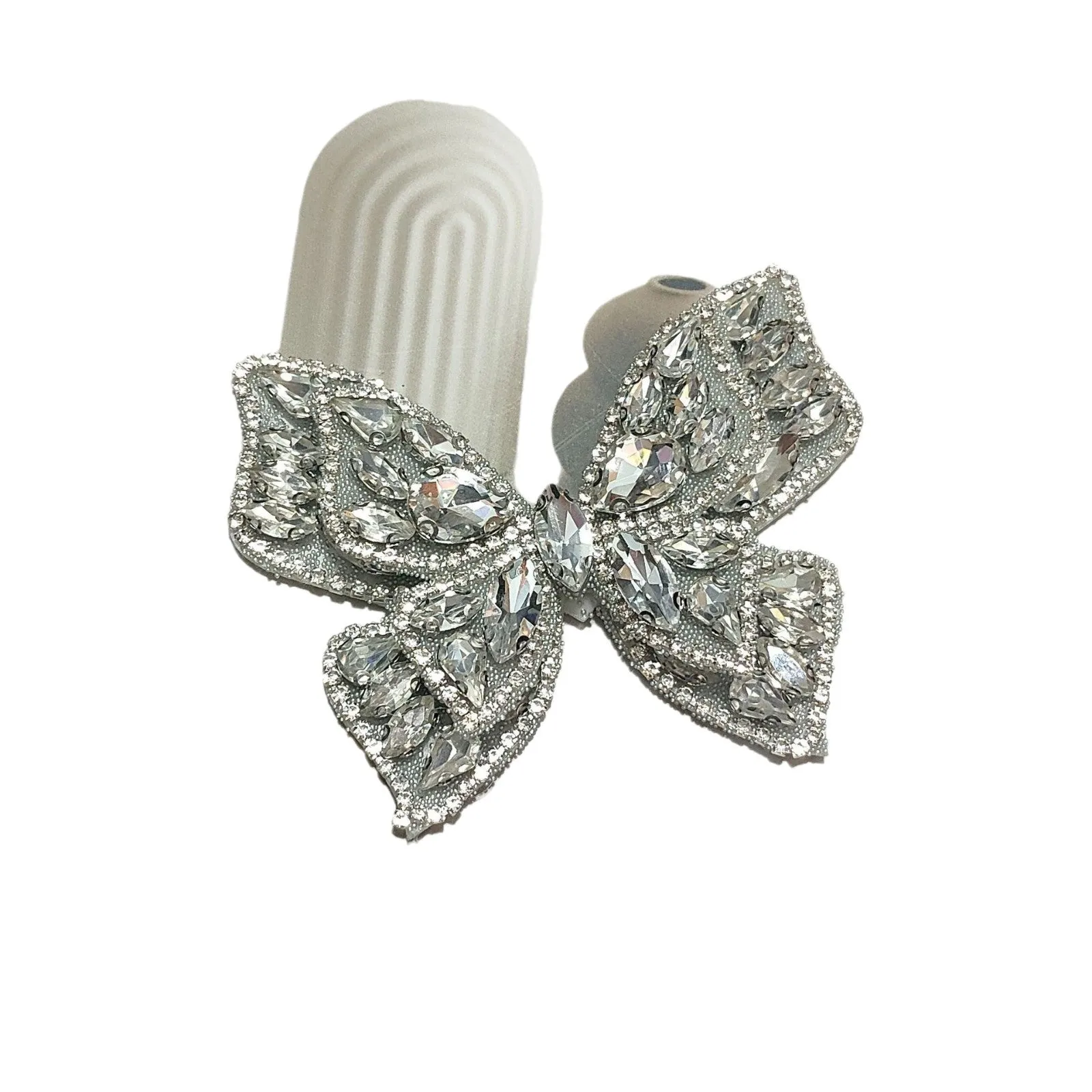 Silver Rhinestone Butterfly Shoe Clip Self-Adhesive Applique 5 Pack