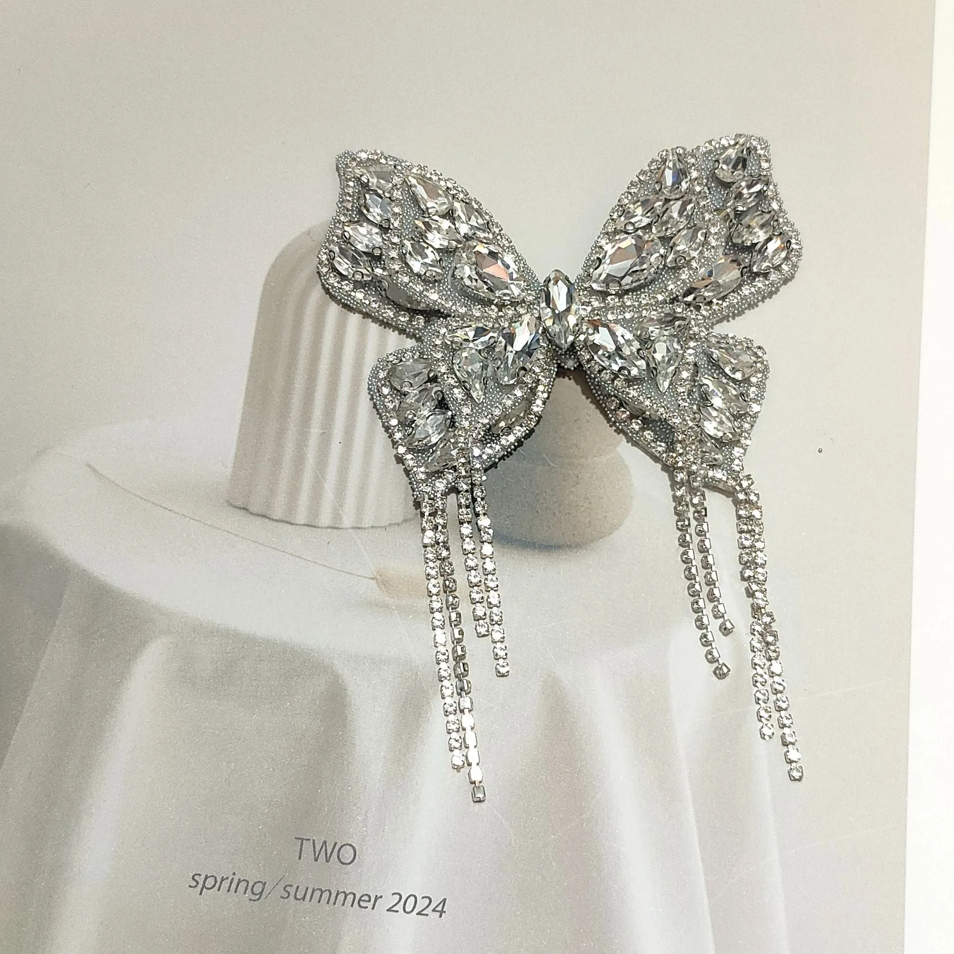 Silver Rhinestone Butterfly Shoe Clip Self-Adhesive Applique 5 Pack