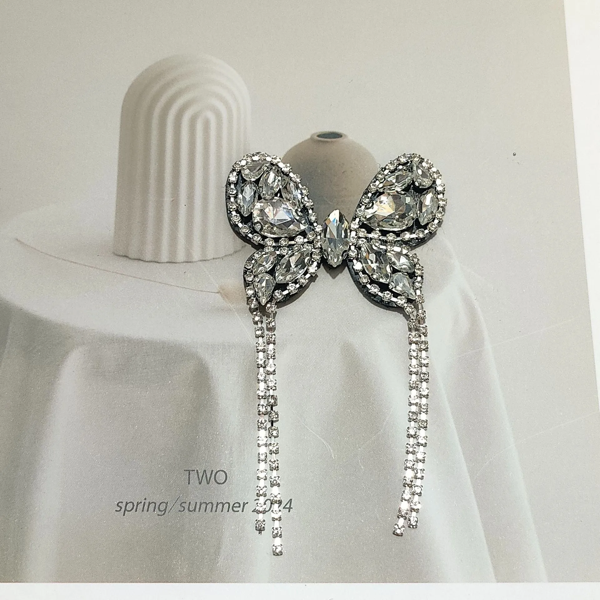 Silver Rhinestone Butterfly Shoe Clip Self-Adhesive Applique 5 Pack