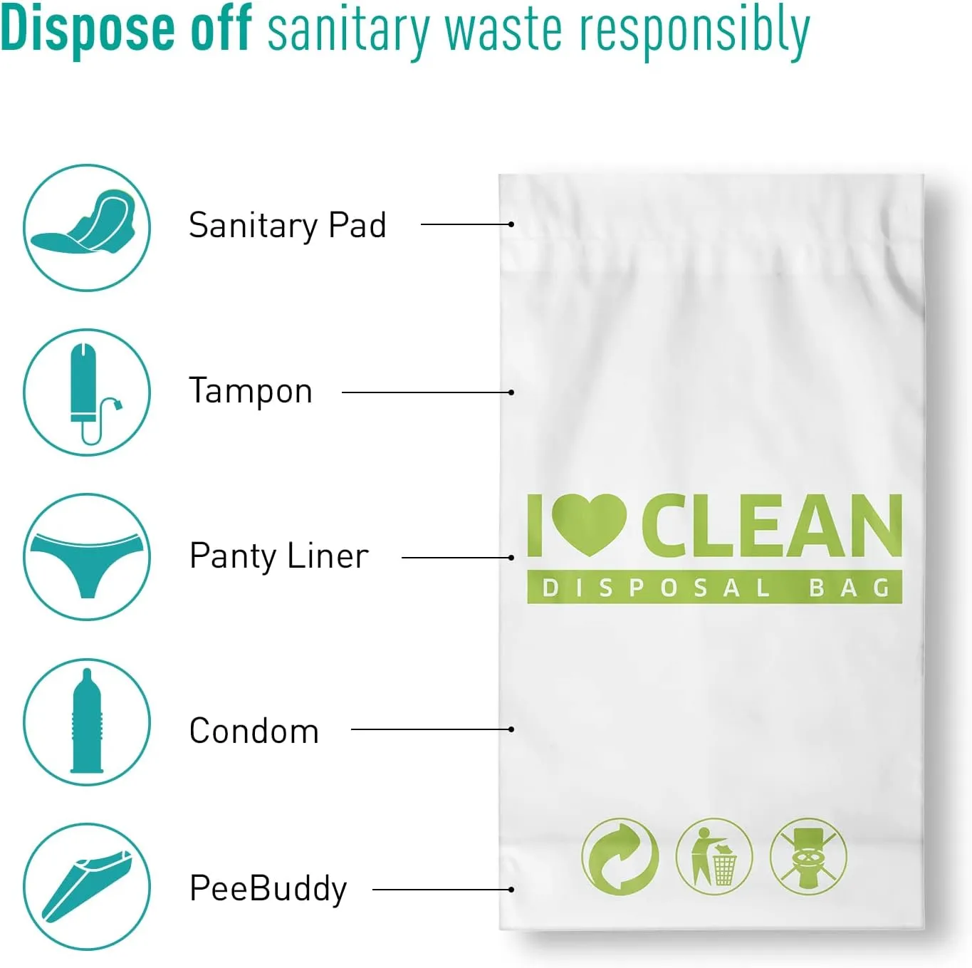 Sirona Sanitary Disposal Bags - 60 | Leakproof, Odor-Concealing Disposal for Tampons, Pads, Liners & More | Hygienic & Travel-Friendly (60 Pack)