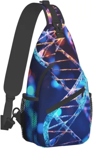 Sling Bag for Women Men Crossbody Bag Small Sling Backpack DNA Genetic Helix Chest Bag Hiking Daypack