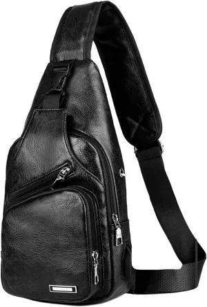 Sling Bags for Men Leather Crossbody Chest Bag Multifunctional Travel Outdoor Small Backpack