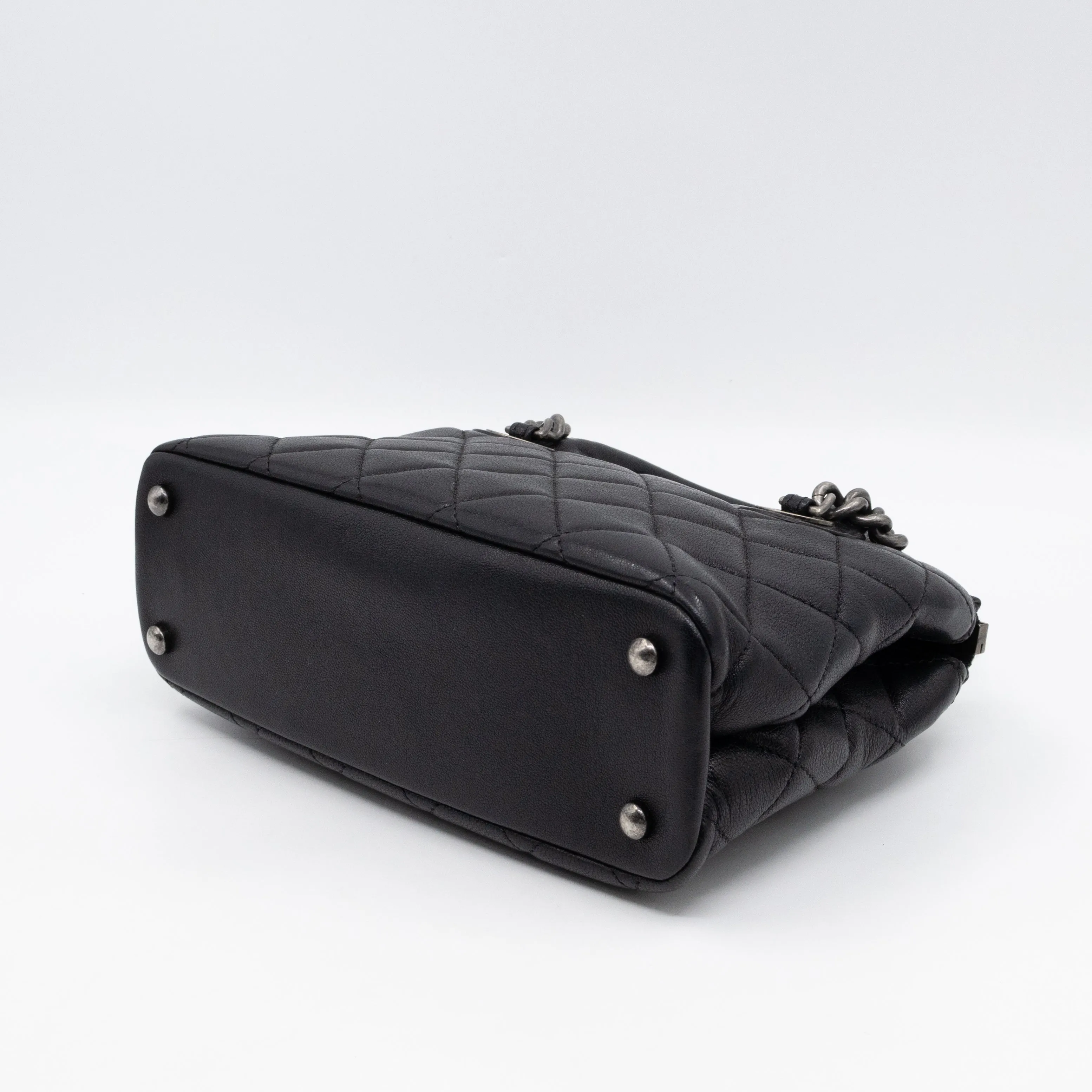 Small Boy Chained Tote Black Quilted Calfskin