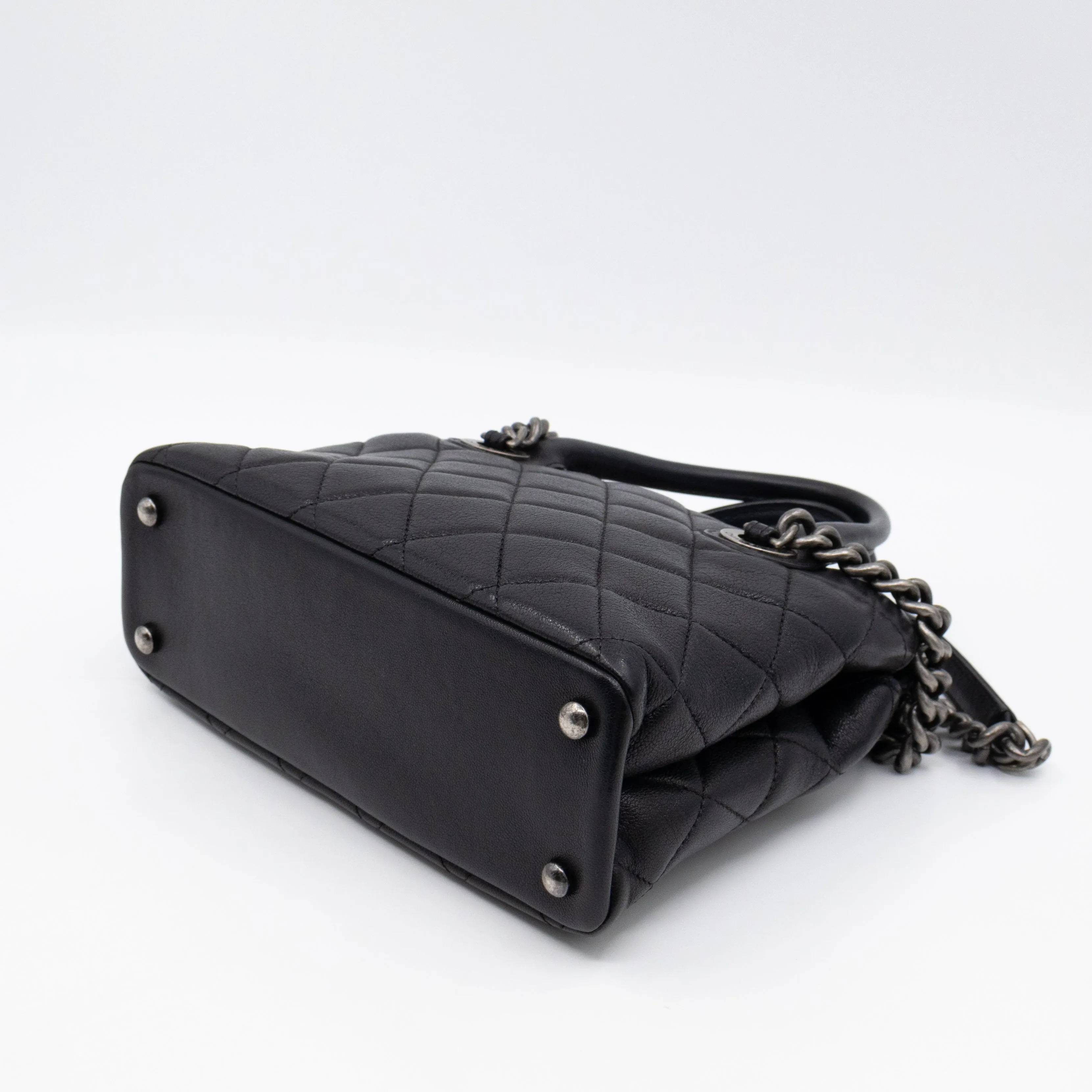 Small Boy Chained Tote Black Quilted Calfskin
