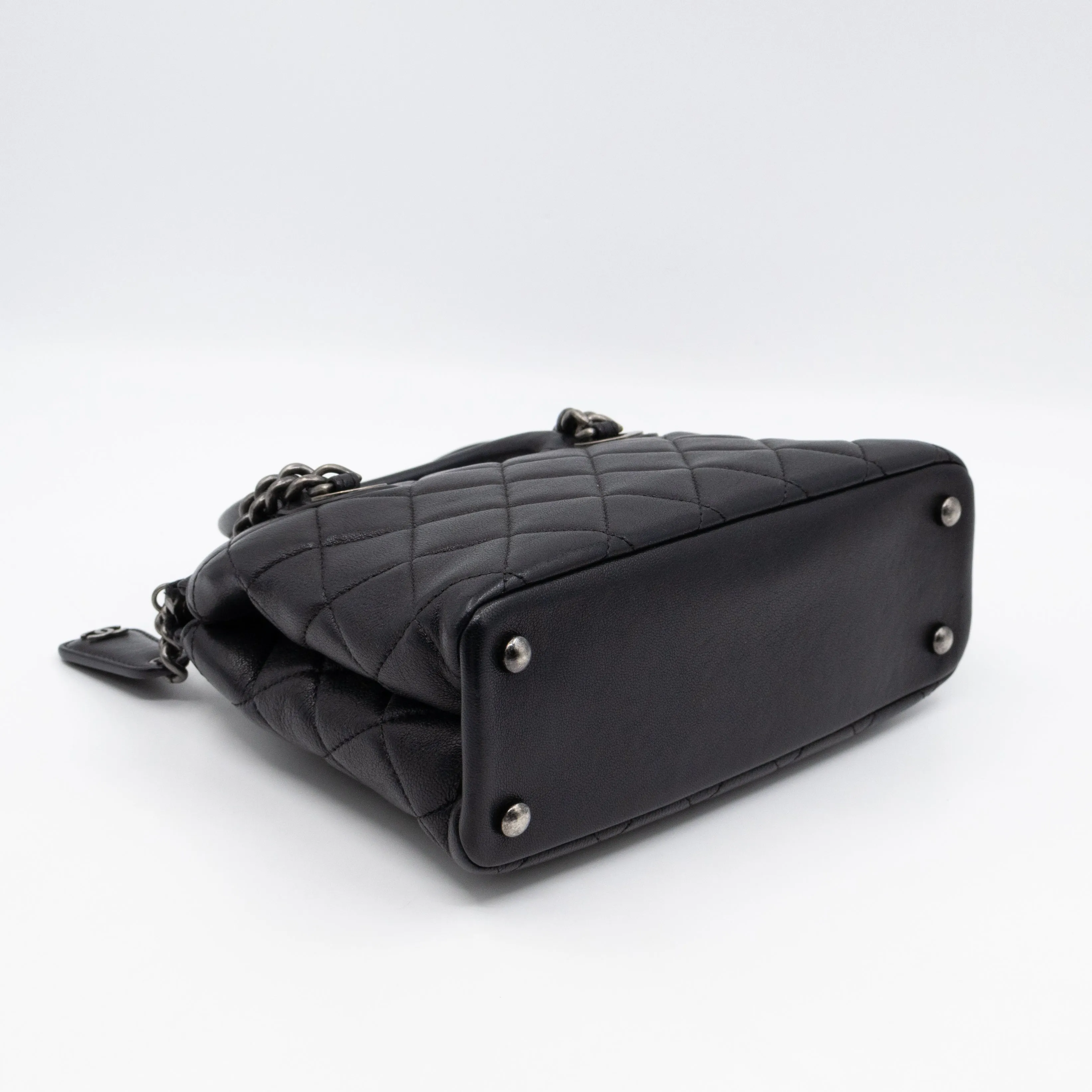 Small Boy Chained Tote Black Quilted Calfskin