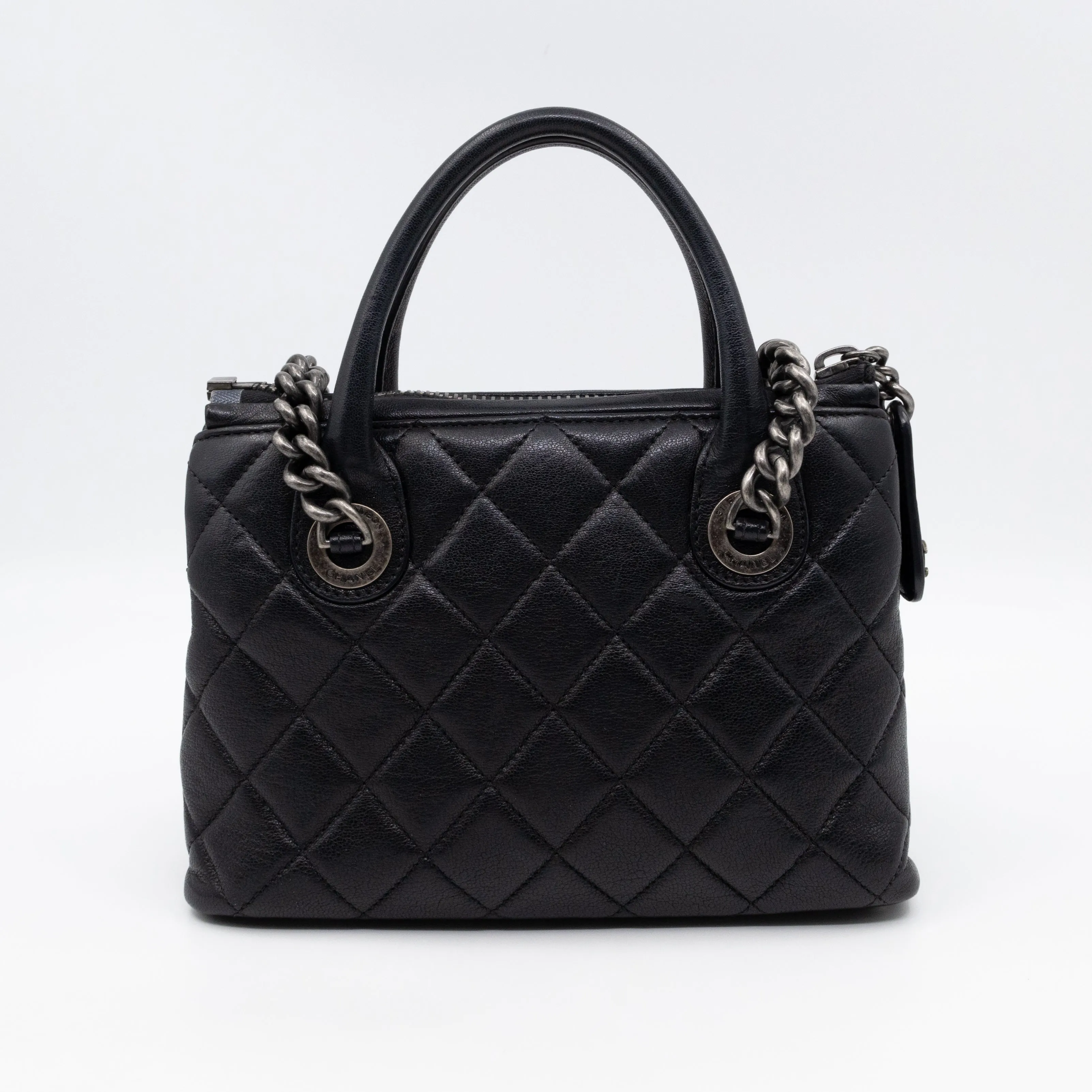 Small Boy Chained Tote Black Quilted Calfskin