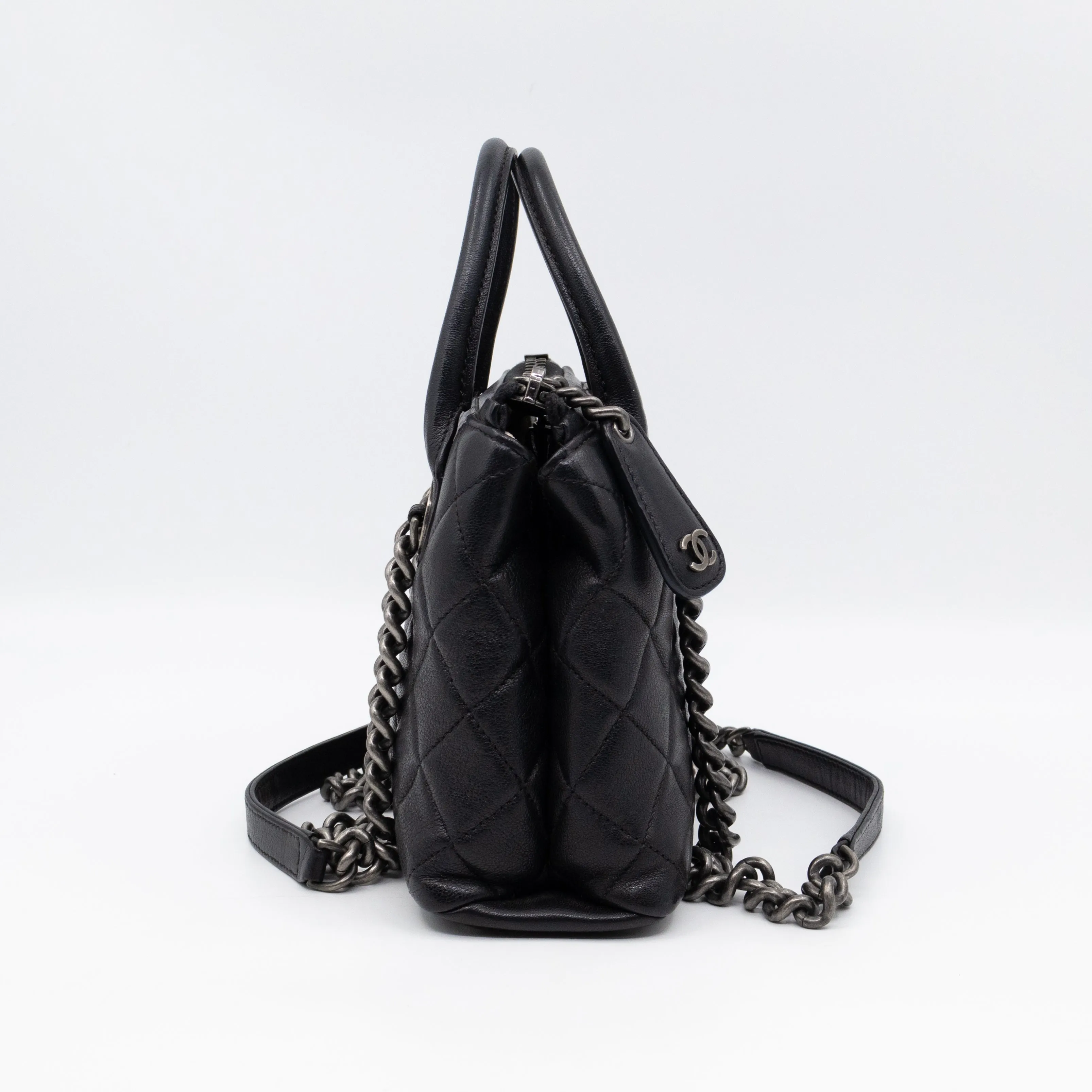 Small Boy Chained Tote Black Quilted Calfskin
