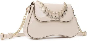Small Patent Leather Crossbody Bags for Women Y2K Purse Trendy Hobo Handbag Designer Studded Shoulder Bag
