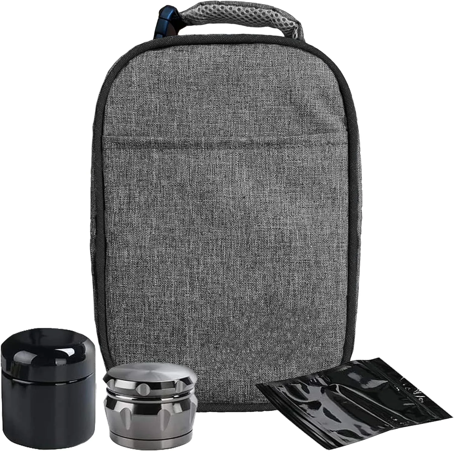 Smell Proof Stash Box for Herbs and Spices - Smell Proof Bag with Grinder, Bags and Container - Take Your Stash With You - Odor Proof Container for Food - Smellproof Lockbox for Discreet Carrying