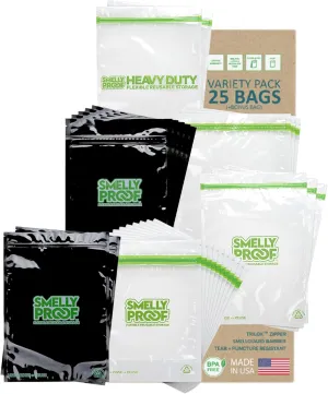 Smelly Proof Reusable Bag Outdoor Adventure Bundle: Expandable Heavy-Duty, Clear & Black, Perfect for Camping, Hiking, Fishing, Backpacking - Multi-Size Pack   1 x Free Bonus Bag