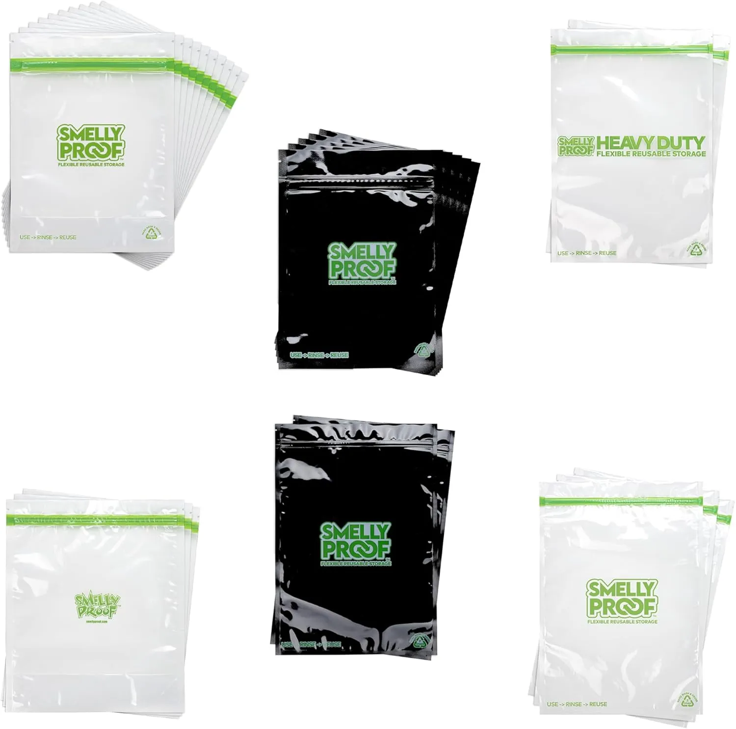 Smelly Proof Reusable Bag Outdoor Adventure Bundle: Expandable Heavy-Duty, Clear & Black, Perfect for Camping, Hiking, Fishing, Backpacking - Multi-Size Pack   1 x Free Bonus Bag