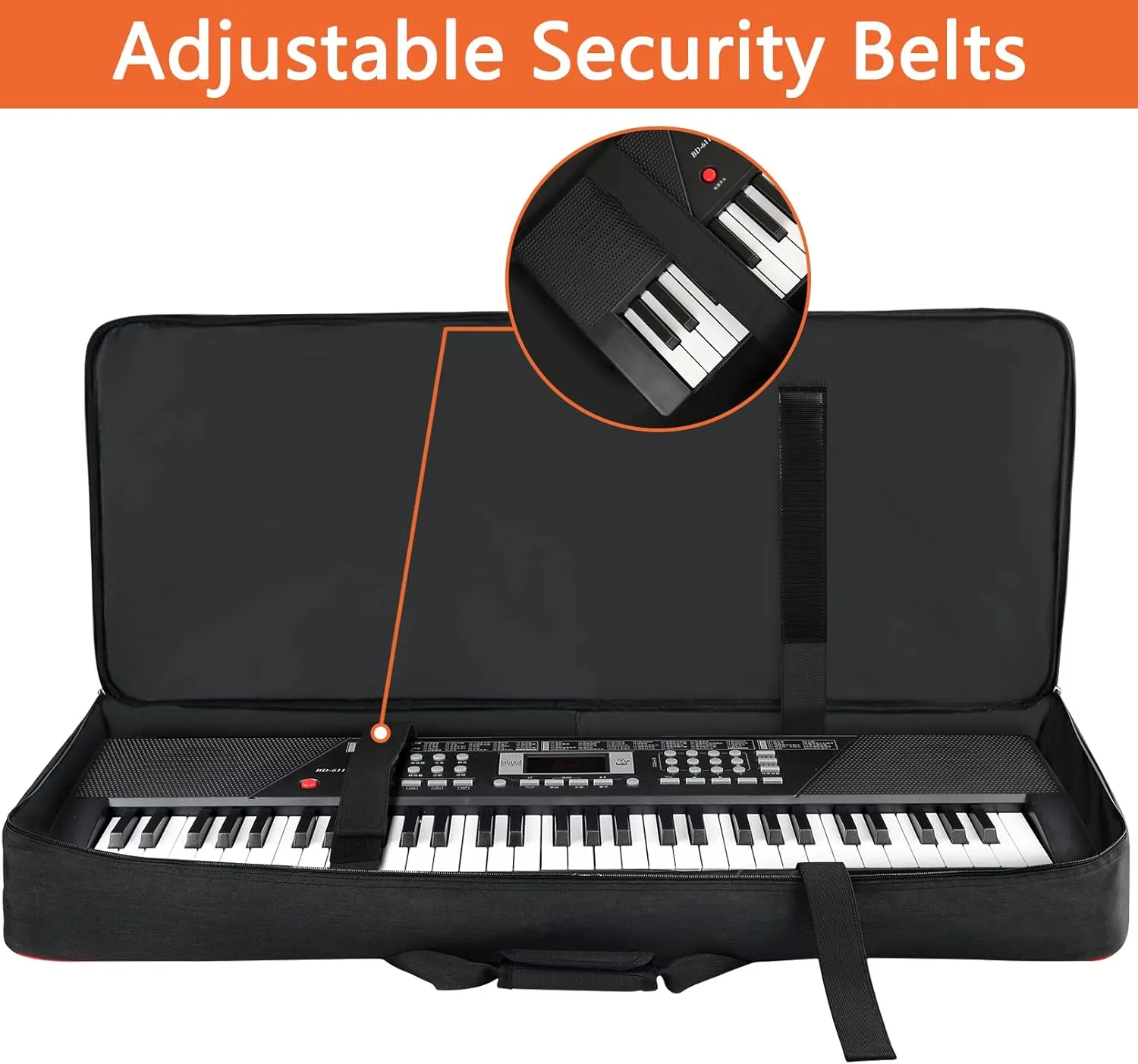 SNIGJAT 61 Key Keyboard Case Soft, Full Padded Piano Case with Handles and Adjustable Shoulder Straps, Waterproof Piano Keyboard Carrying Case with 3 Pockets for Accessories (Size: 39.5"x15.8"x4.8")