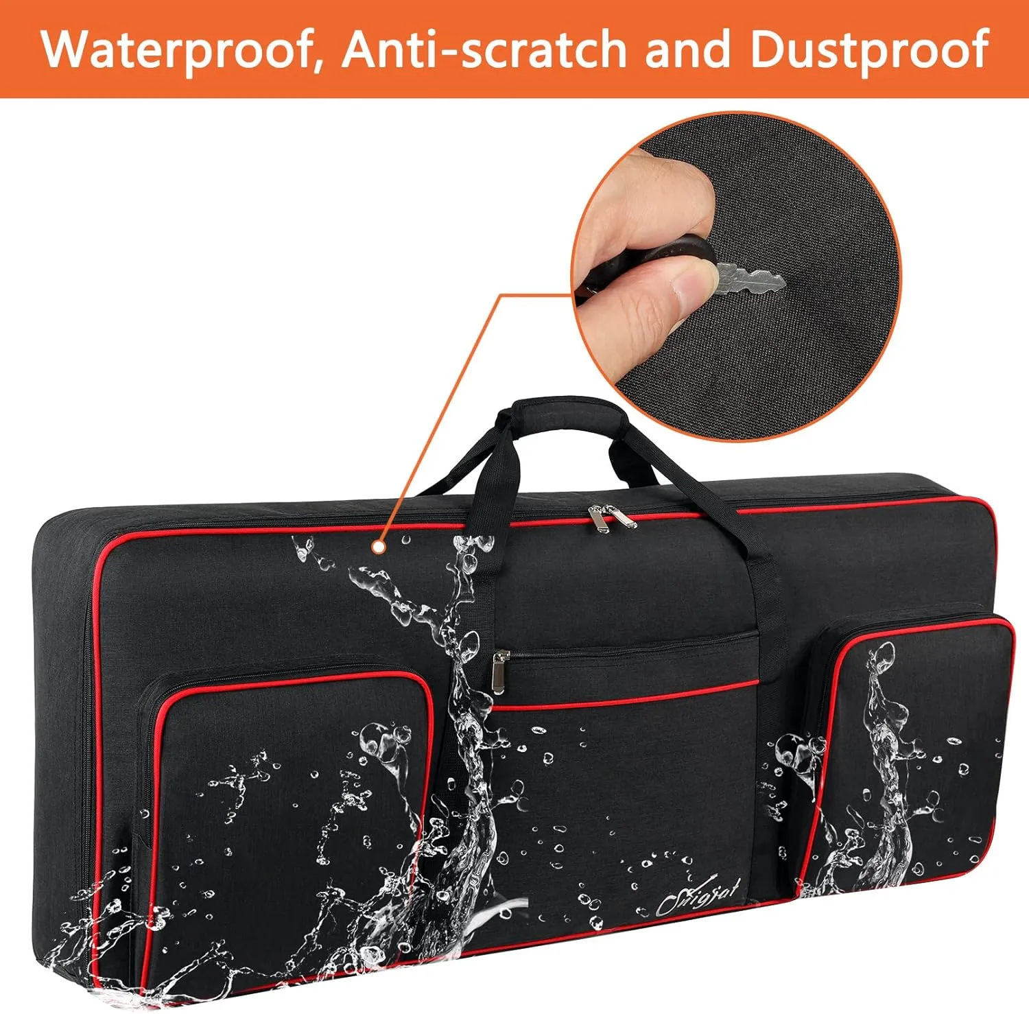 SNIGJAT 61 Key Keyboard Case Soft, Full Padded Piano Case with Handles and Adjustable Shoulder Straps, Waterproof Piano Keyboard Carrying Case with 3 Pockets for Accessories (Size: 39.5"x15.8"x4.8")