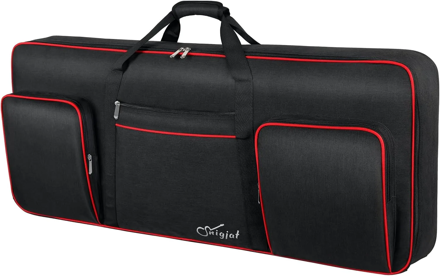 SNIGJAT 61 Key Keyboard Case Soft, Full Padded Piano Case with Handles and Adjustable Shoulder Straps, Waterproof Piano Keyboard Carrying Case with 3 Pockets for Accessories (Size: 39.5"x15.8"x4.8")