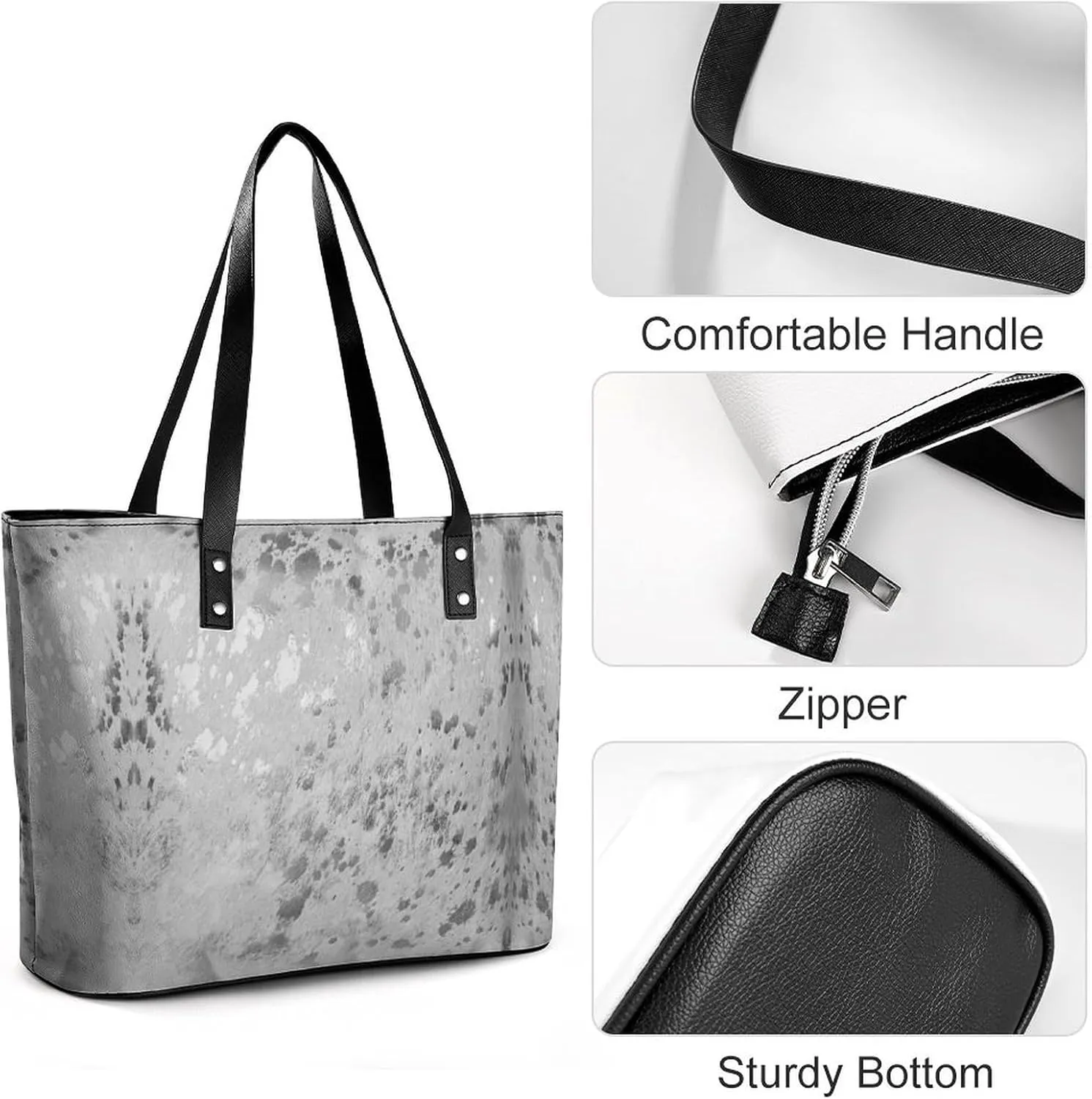 Snowflake Winter Wonderland Leather Handbag Smooth Wrinkle Resistant Lightweight And Convenient