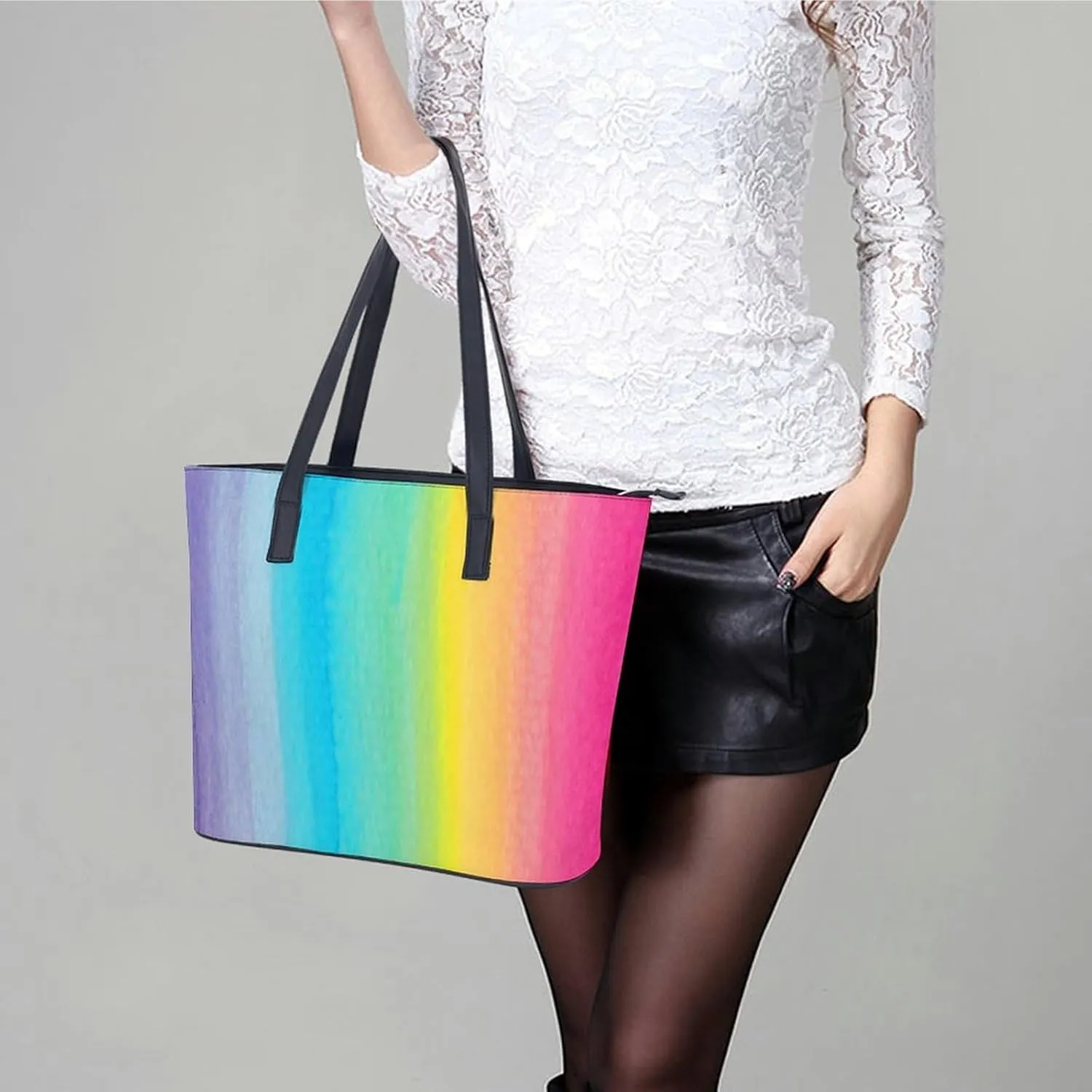 Snowflake Winter Wonderland Leather Handbag Smooth Wrinkle Resistant Lightweight And Convenient