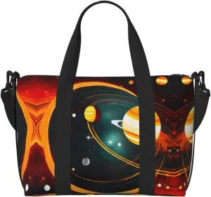 Solar System Jupiter Saturn Duffel Bags for Traveling, Lightweight Personal Item Travel Bags for Women, Gym Bags for Men