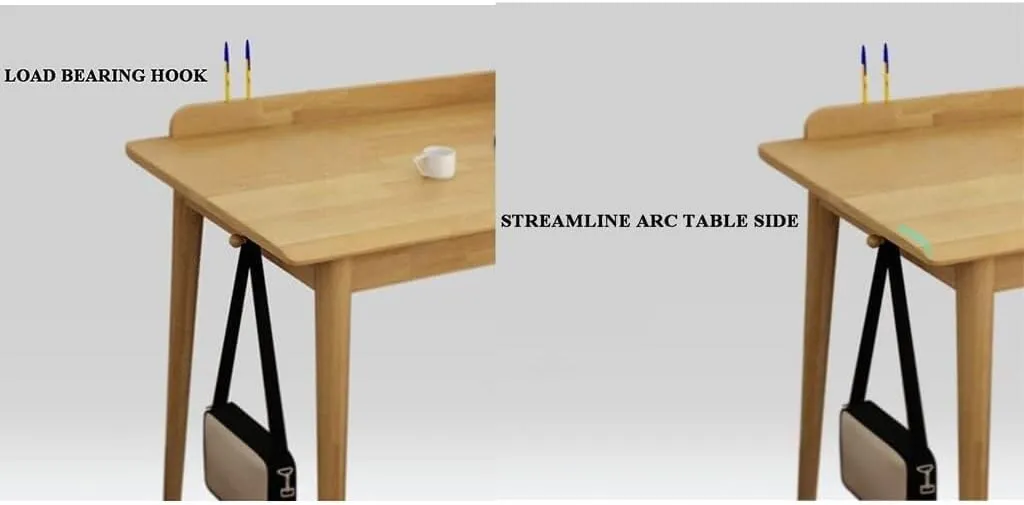 Solid Wood Writing Desk with Drawer, Multifunctional Desk with Double-Side Hooks, Rounded Corners, Pen Slot, Ideal for Study, Bedroom, Office (White 140x55x75cm)(White,140 * 55 * 75cm)