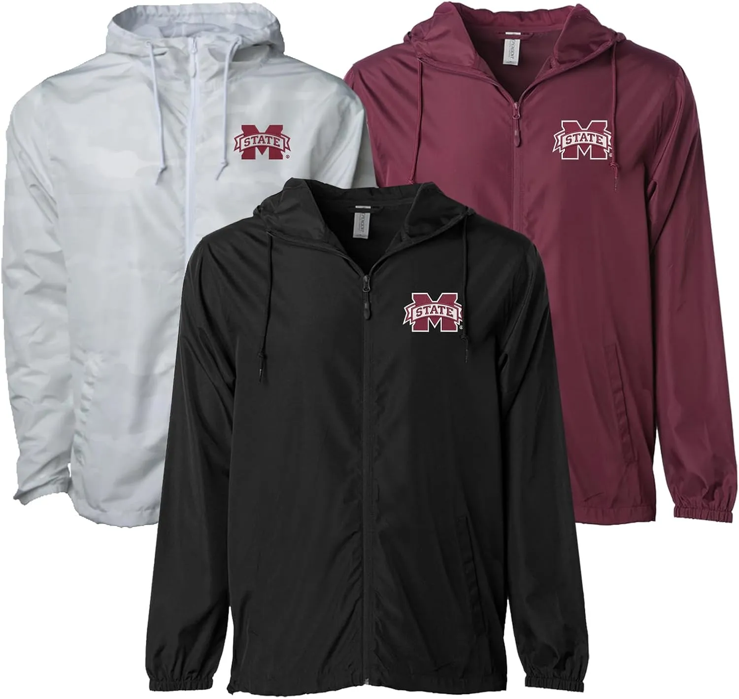 Sorority Letters Shop Mississippi State University Lightweight Windbreaker Jacket embroidered with MSU M