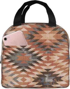 Southwestern Vintage Arizona Tribal Distressed Rug Reusable Insulated Lunch Bag For Women Men Waterproof Tote Lunch Box Thermal Cooler Lunch Tote Bag For Work Office Travel Picnic