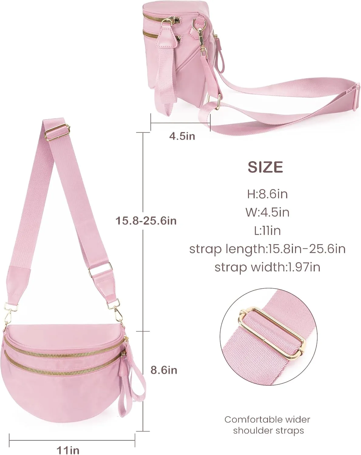 Spacious Nylon Crossbody Bag Bum Bag Handbags Wallets Purses Trendy Shoulder Bag for Women