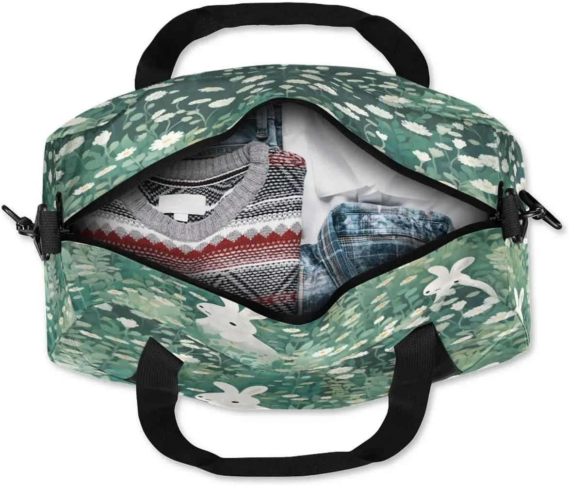 Sport Duffel Bag Cute Rabbit Daisy Kids Gym Bag Weekender Overnight Bags for Boys Girls Teens Carry On Workout Travel Bag