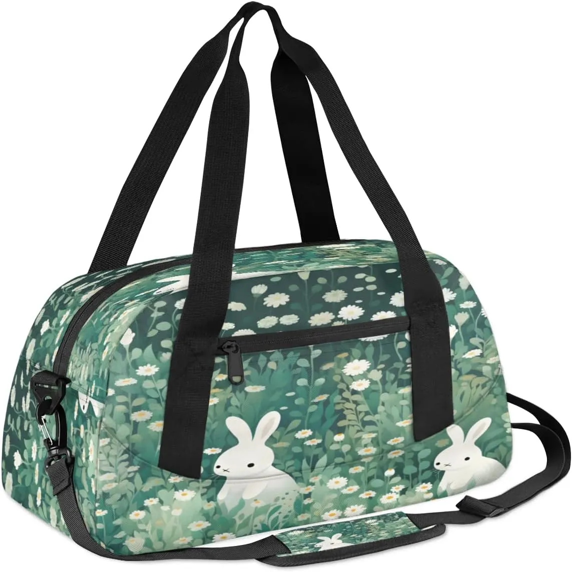 Sport Duffel Bag Cute Rabbit Daisy Kids Gym Bag Weekender Overnight Bags for Boys Girls Teens Carry On Workout Travel Bag