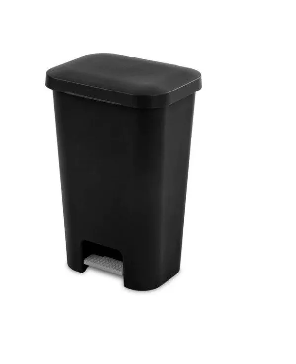 Sterilite Step-On Wastebasket 45L – White / Black