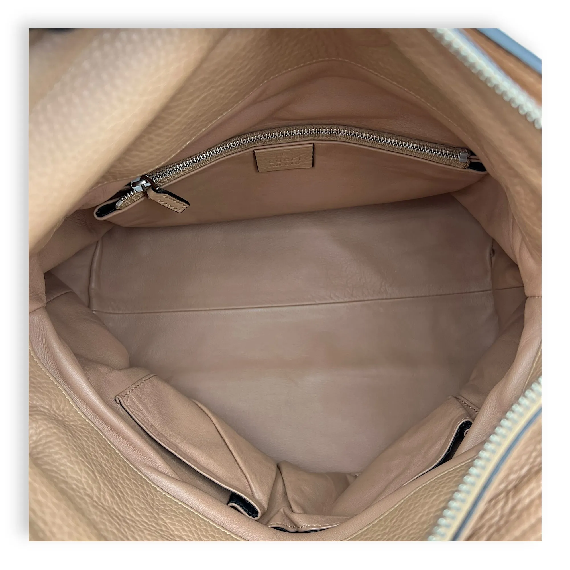 Studded 2 Way Brown Top Handle Bag in Calfskin, Gold hardware