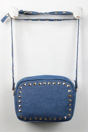 Studded Denim Mini Bag