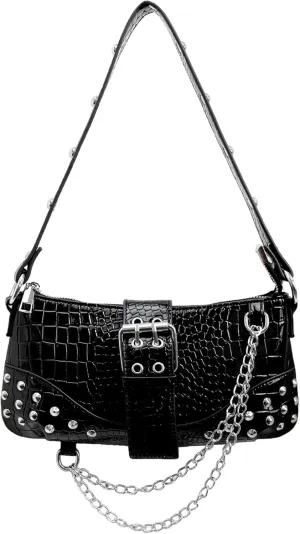 Studded Purses Y2k Small Shoulder Bag 90s Punk Women Vegan Leather Designer Handbags Streetwear 2000s