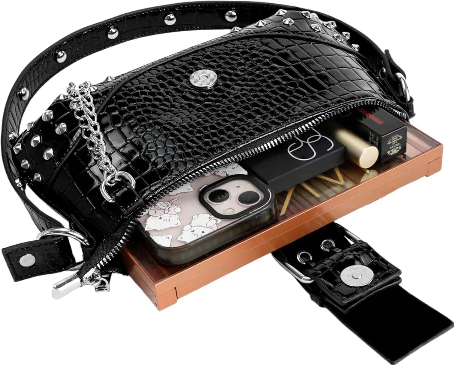Studded Purses Y2k Small Shoulder Bag 90s Punk Women Vegan Leather Designer Handbags Streetwear 2000s