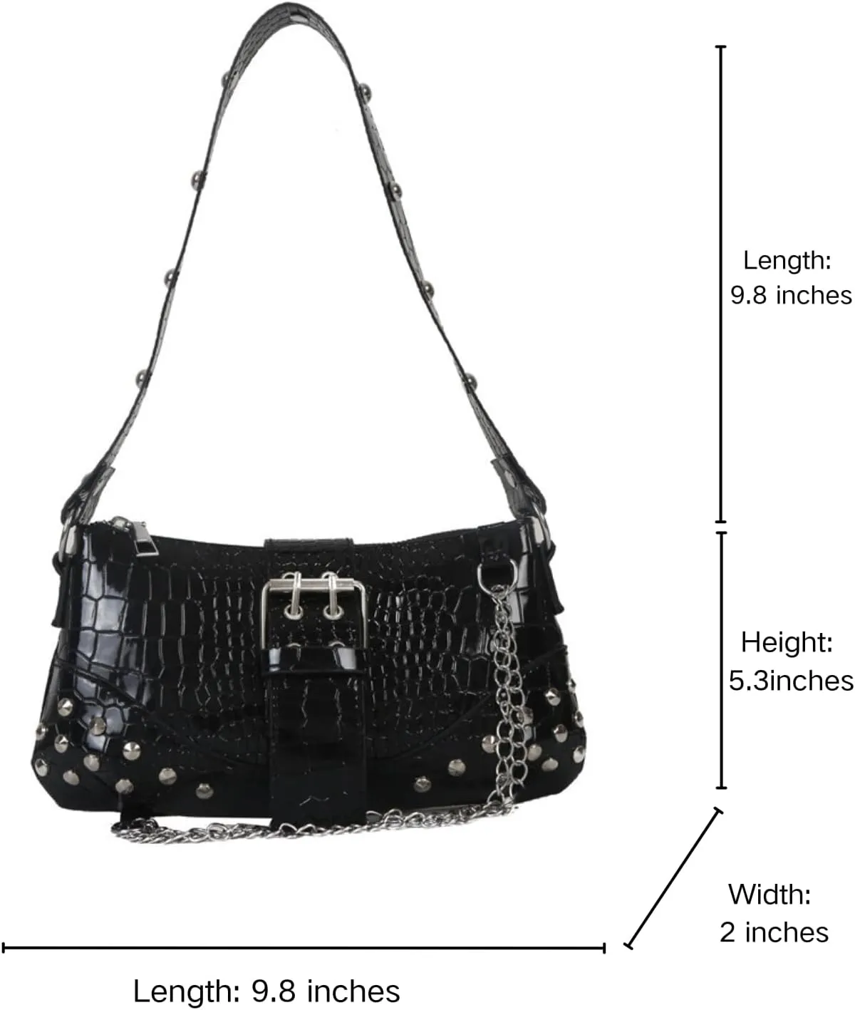 Studded Purses Y2k Small Shoulder Bag 90s Punk Women Vegan Leather Designer Handbags Streetwear 2000s