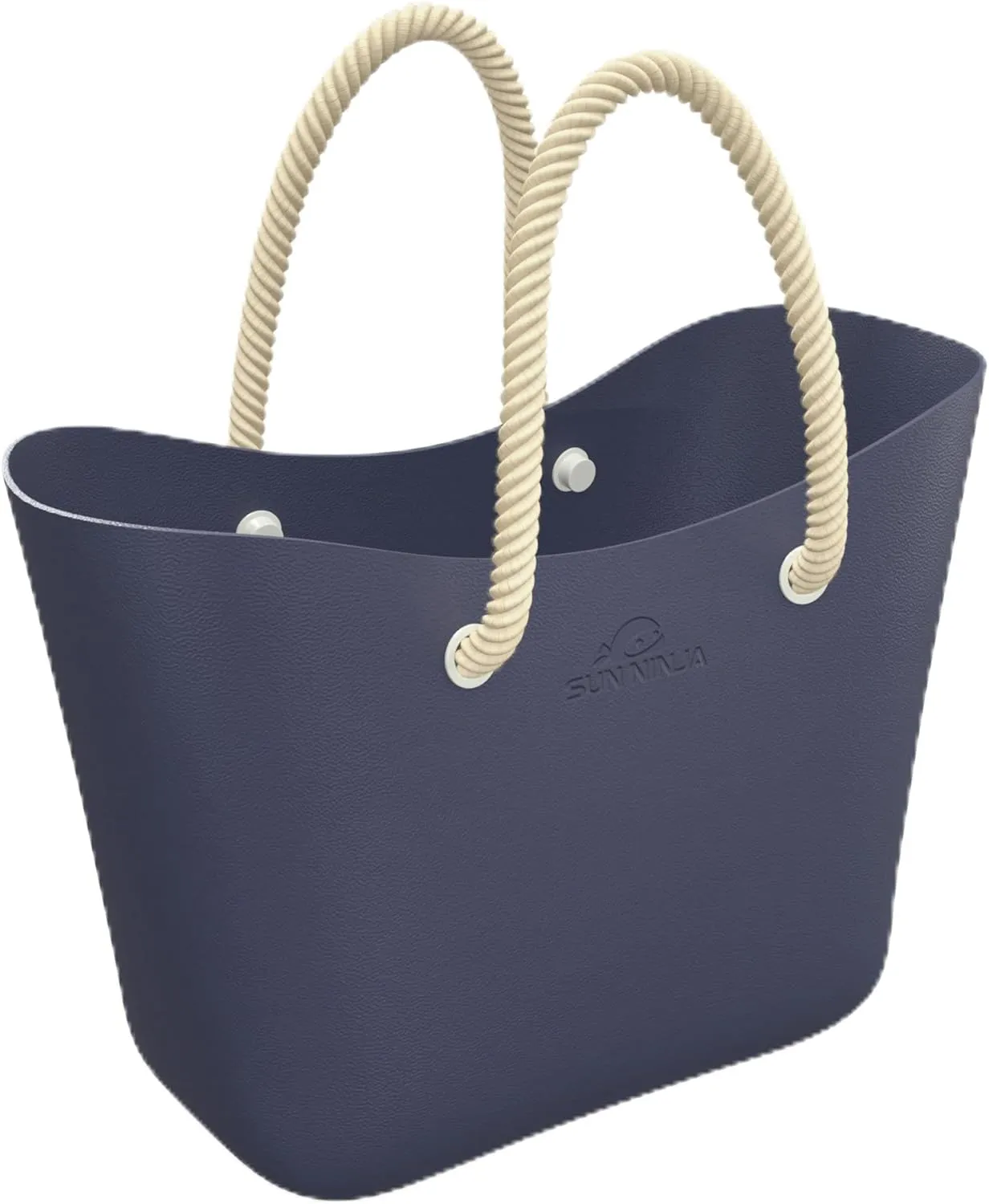 SUN NINJA Rubber Tote Bag - Extra Large Waterproof Sandproof and Washable EVA Plastic Bag for Boat Beach or Swim