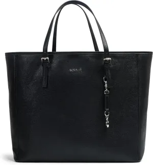 Sunbury Large Tote Bag with Compartments for Pickleball, Golf, Tennis - Black PU Vegan Leather Purse - Adjustable Straps