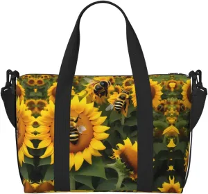 Sunflower Bees Duffel Bags for Traveling - Lightweight Personal Item Travel Bags, Gym Bags for Men and Women