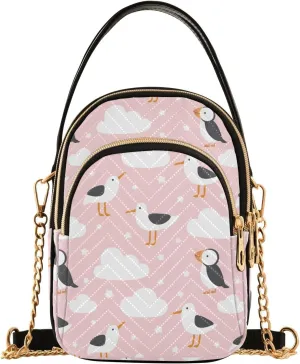 susiyo Seagulls and Puffin Small Crossbody Bags Shoulder Bag for Women Multi Zipper Stylish Ladies Messenger Bags Phone Purse Handbag Wallet
