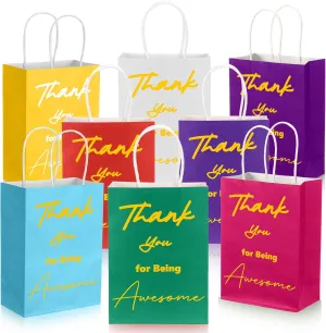 Sweetude 48 Pcs Thank You Gift Bags with Handles Employee Appreciation Gift Thank You for Being Awesome Shopping Goodie Bags for Business Retail Coworker Employee(Bright Colors)