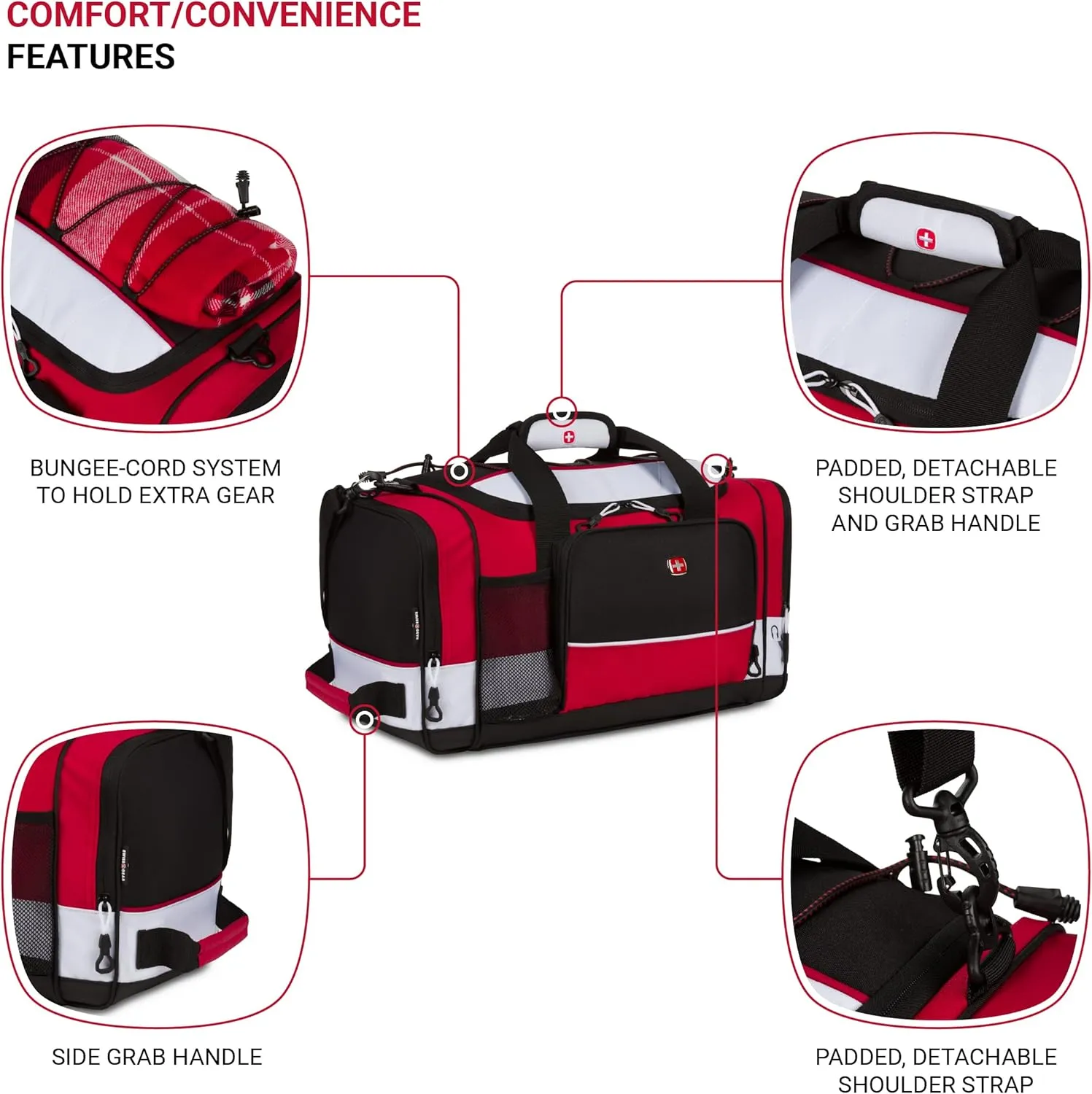 SwissGear Apex Duffle Bag for Travel and Gym with Bungee-Cord System